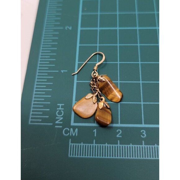 Vintage Tigers Eye Large Chip Dangly Earrings - Picture 3 of 3